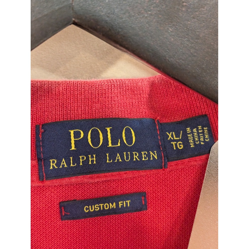 Polo Ralph Lauren Mens XL Custom Fit Short Sleeve Polo Shirt Red - Picture 2 of 4